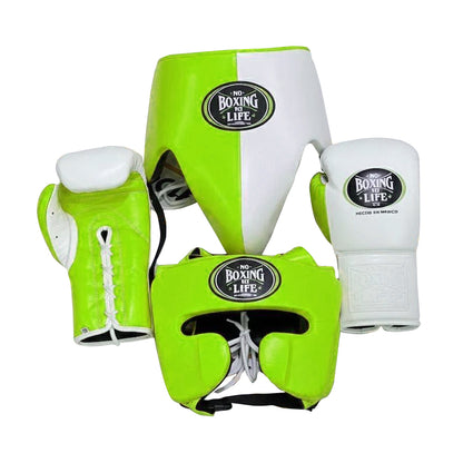 No Boxing No Life Boxing Gloves Professional Fight Gear Neon Green / White | Premium Training Gear | Free Shipping Worldwide
