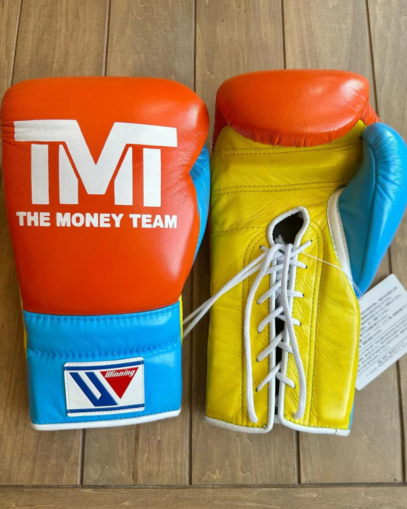 Winning Boxing Gloves Orange/Yellow/Blue – Lace-Up