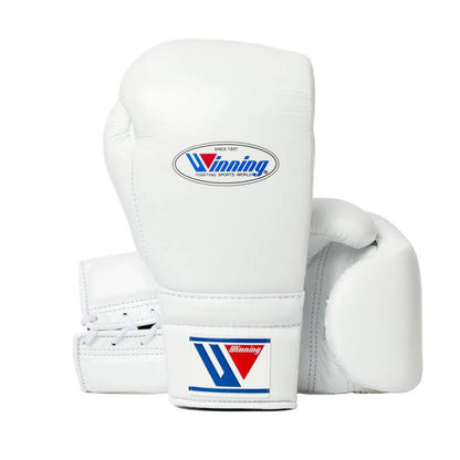 Winning Boxing Gloves MS-500 Lace-Up Type White Genuine Cowhide Leather