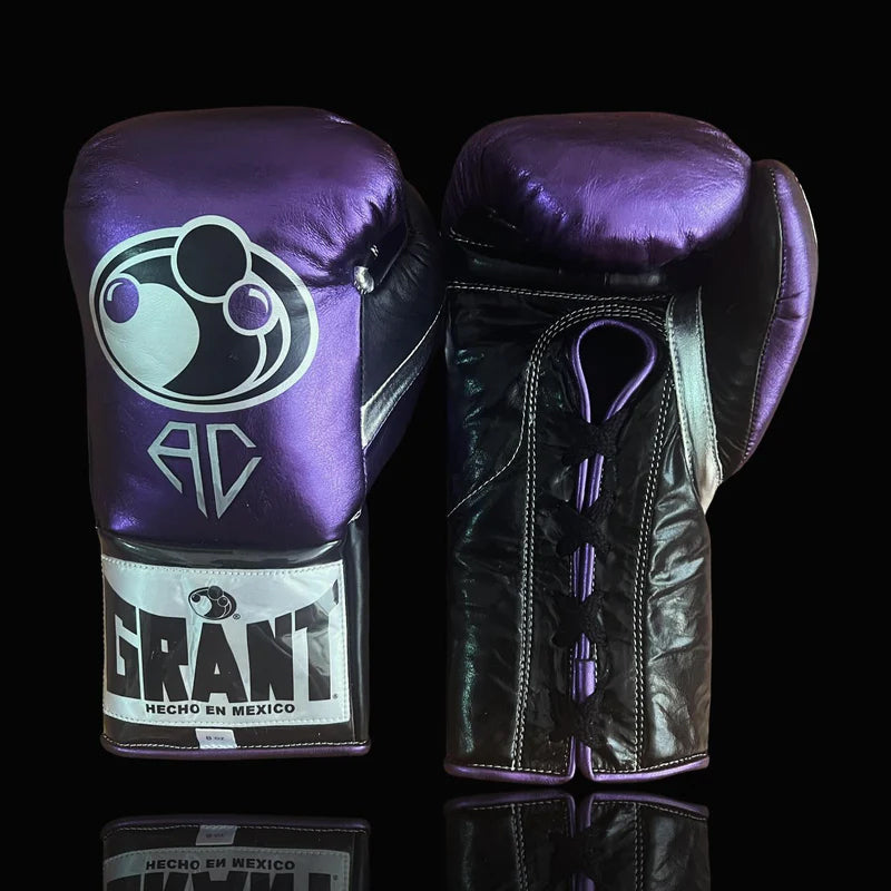 Grant Boxing Gloves | Professional Lace-up | Customizable - Premium Comfort | Purple/Black/Silver