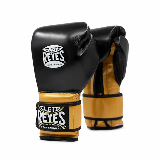 Cleto Reyes Black/Golden Boxing Gloves 4-24oz , Professional Soft-Fit Sparring Gear