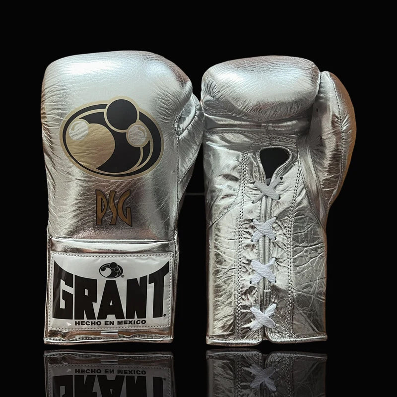 Grant Boxing Gloves | Professional Lace-up | Customizable - Soft Padding | Silver