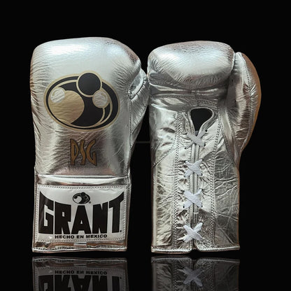 Grant Boxing Gloves | Professional Lace-up | Customizable - Soft Padding | Silver