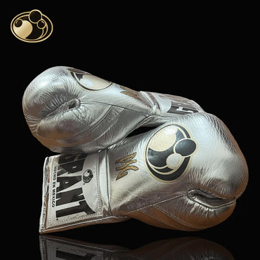 Grant Boxing Gloves | Professional Lace-up | Customizable - Soft Padding | Silver