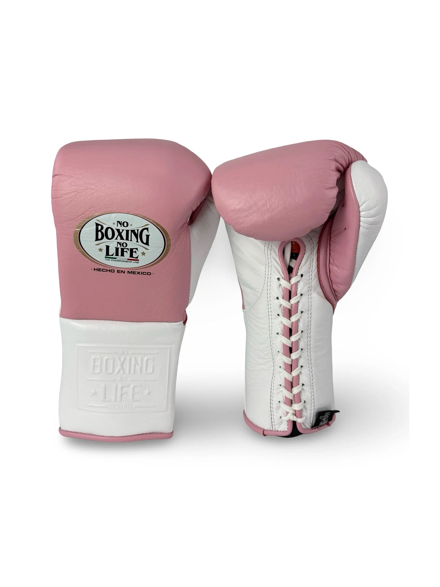 No Boxing No Life Training Gloves Pink / White  | 100% Pure Leather | Best Choice for Fighters | Free Shipping Worldwide