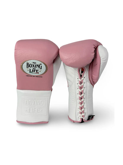 No Boxing No Life Training Gloves Pink / White  | 100% Pure Leather | Best Choice for Fighters | Free Shipping Worldwide