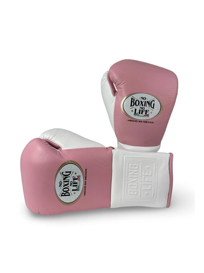 No Boxing No Life Training Gloves Pink / White  | 100% Pure Leather | Best Choice for Fighters | Free Shipping Worldwide