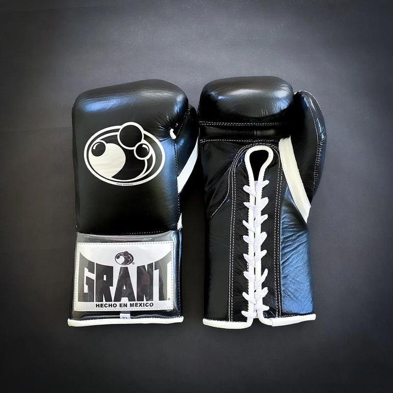 Grant Boxing Gloves | Professional Lace-up | Customizable - 14oz | Black/White