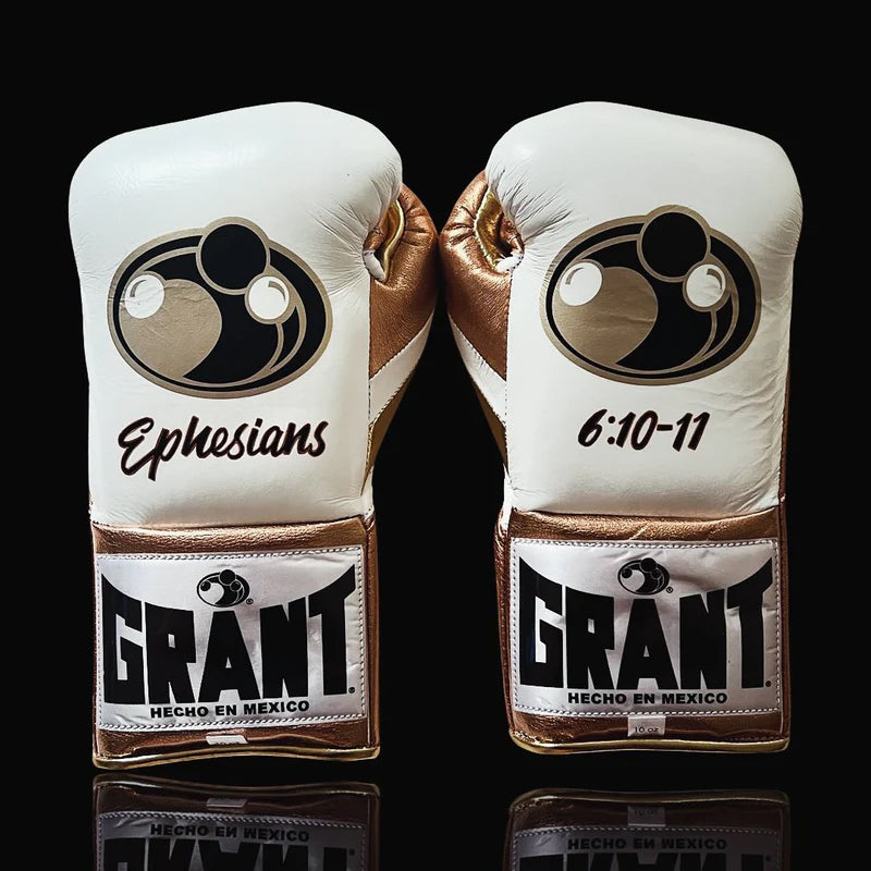 Grant Boxing Gloves | Professional Lace-up | Customizable - Premium Leather | White/Brown