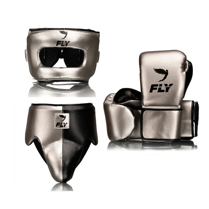Fly Boxing Gloves Training Gear Set Silver / Black – Premium Kit | Fly Boxing Gloves Training Kit – Professional Equipment