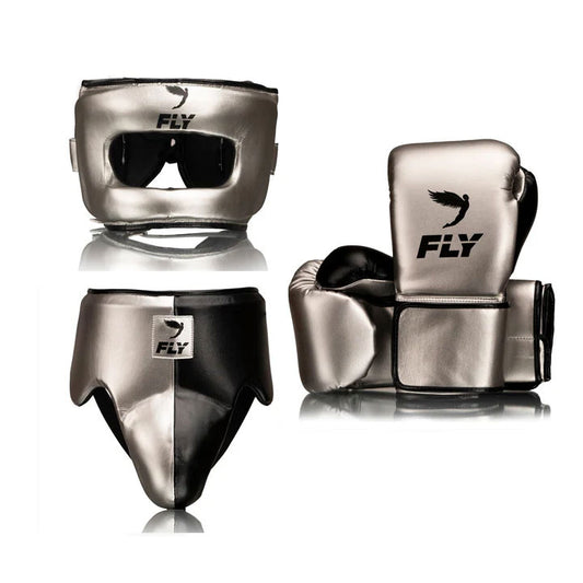 Fly Boxing Gloves Training Gear Set Silver / Black – Premium Kit | Fly Boxing Gloves Training Kit – Professional Equipment