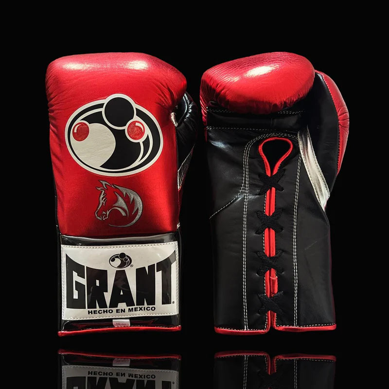 Grant Boxing Gloves | Professional Lace-up | Customizable - High-Density Foam | Red/Black/White