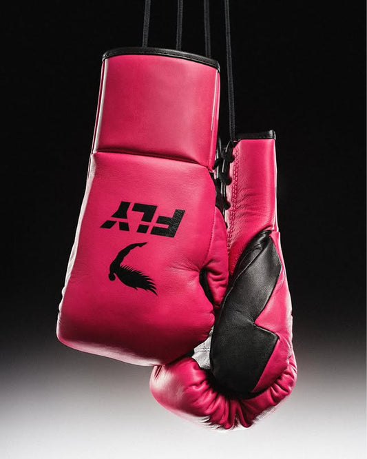 Fly Boxing Gloves | Profesional Training Boxing Gloves | Sparring Gloves | Lace-Up | Pink/Black