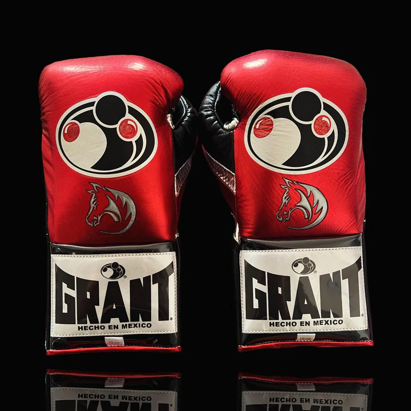 Grant Boxing Gloves | Professional Lace-up | Customizable - High-Density Foam | Red/Black/White