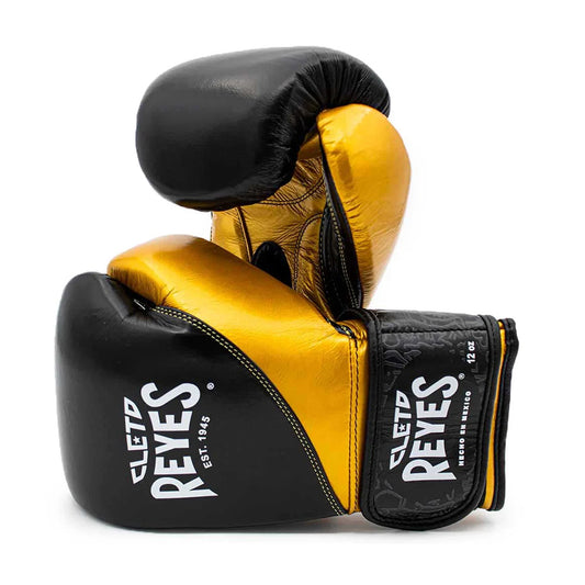 Cleto Reyes Black/Golden Boxing Gloves 4-24oz , Professional Soft-Fit Sparring Gear