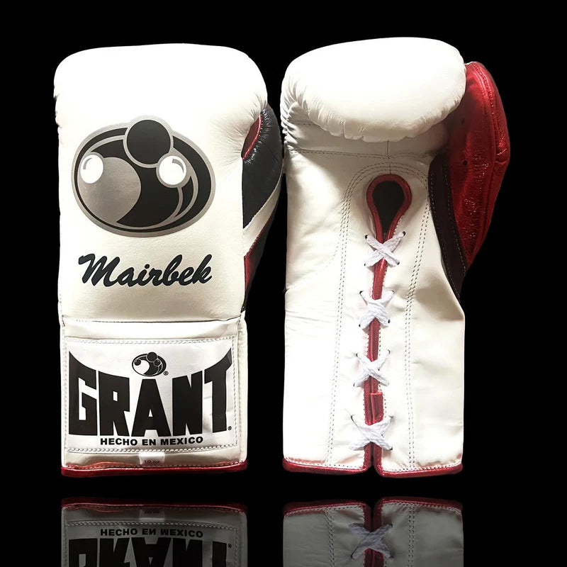 Grant Boxing Gloves | Professional Lace-up | Customizable - 14oz | White/Red/Black