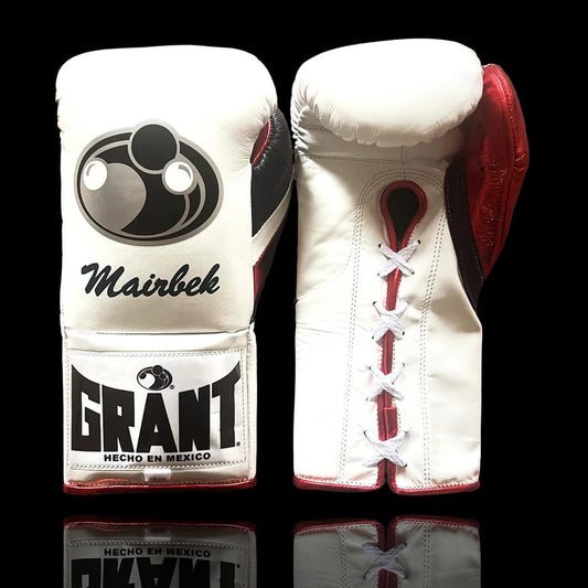Grant Boxing Gloves | Professional Lace-up | Customizable - 14oz | White/Red/Black
