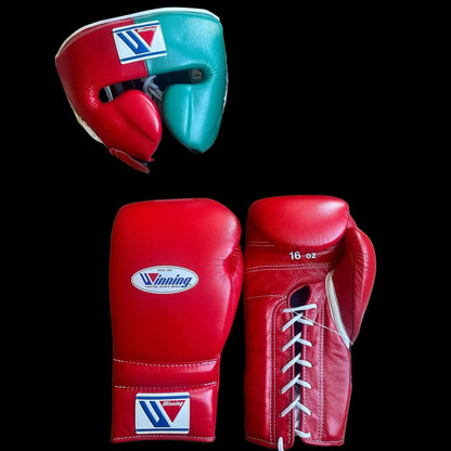 Winning Boxing Gloves Set, Winning Boxing Glove, Winning Face Protector, Head Guard - Red
