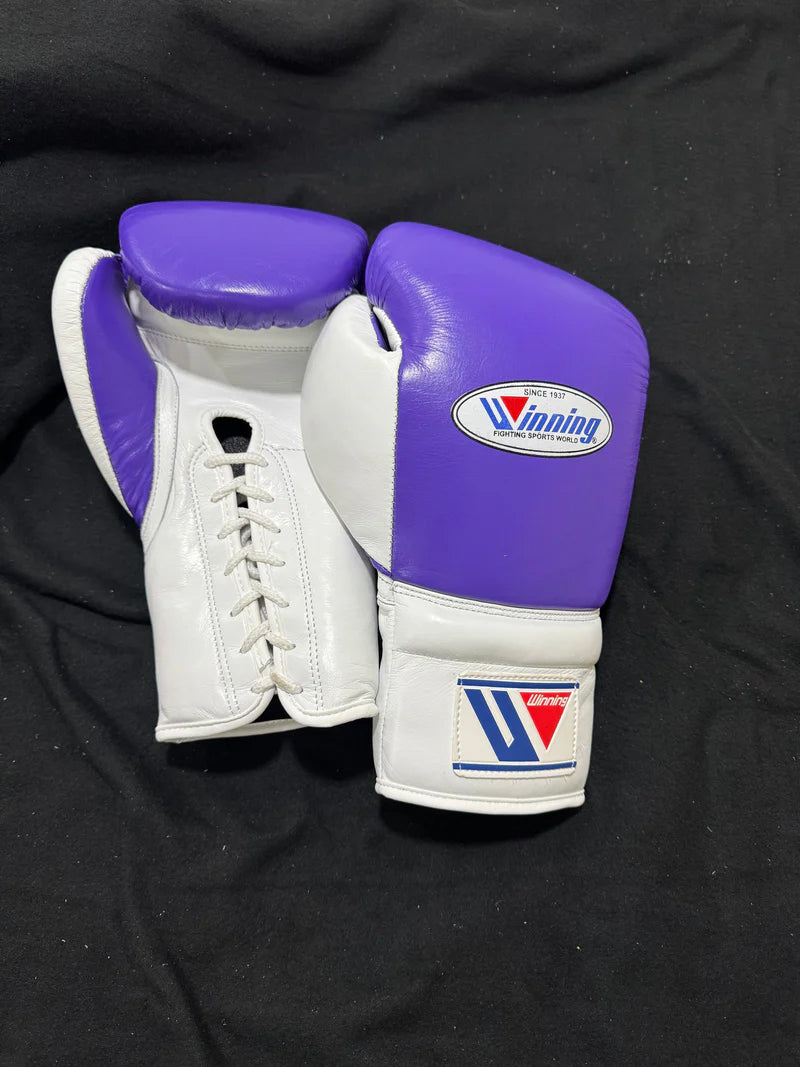 Winning Boxing Gloves Purple/White – Lace-Up