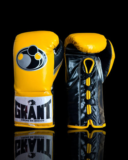 Grant Boxing Gloves | Professional Lace-up | Customizable - 10oz | Yellow/Black/Silver