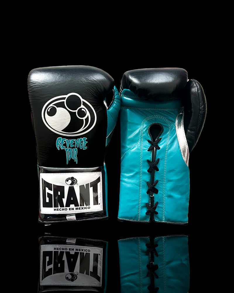 Grant Boxing Gloves | Professional Lace-up | Customizable - Elite Protection | Black/Blue/Silver