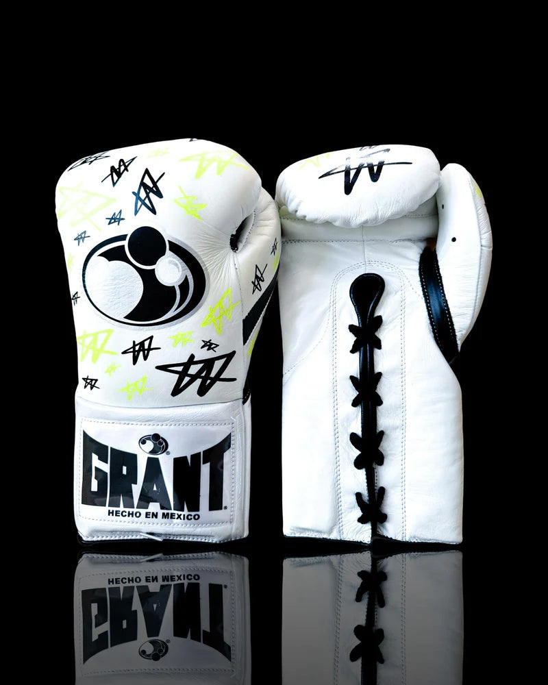 Grant Boxing Gloves | Professional Lace-up | Customizable - Fight-Grade Padding | White/Black