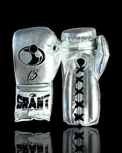 Grant Boxing Gloves | Professional Lace-up | Customizable - Soft Padding | Silver