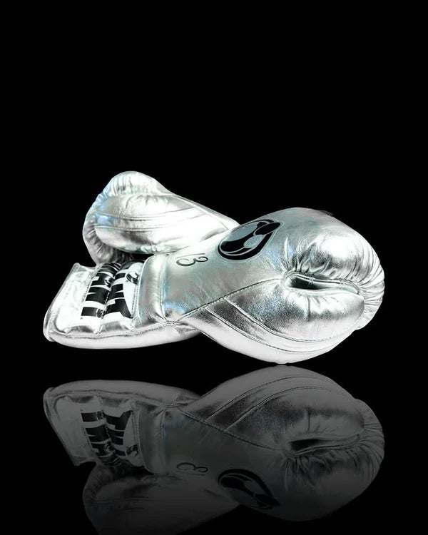 Grant Boxing Gloves | Professional Lace-up | Customizable - Soft Padding | Silver