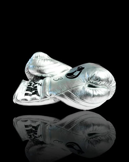 Grant Boxing Gloves | Professional Lace-up | Customizable - Soft Padding | Silver