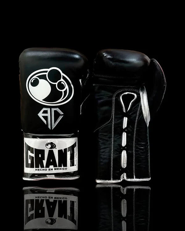 Grant Boxing Gloves | Professional Lace-up | Customizable - Handcrafted Leather| Black/Silver