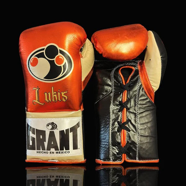 Grant Boxing Gloves | Professional Lace-up | Customizable - 14oz | Orange/Black/Gold