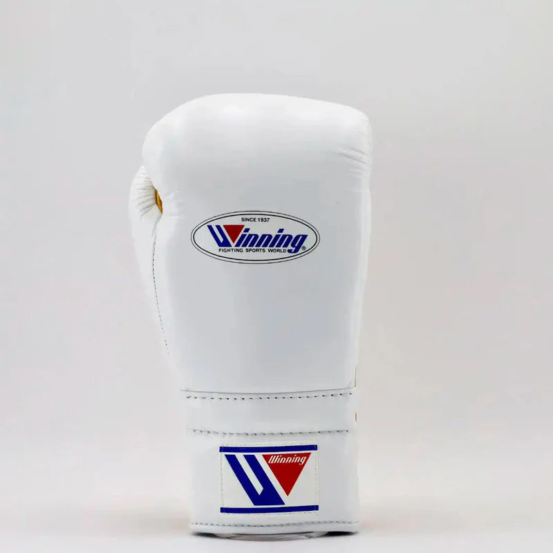 Winning Boxing Gloves White/Gold – Lace-Up