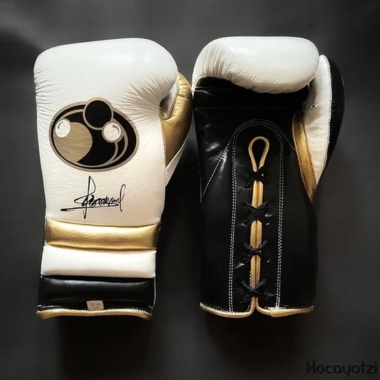 Grant Boxing Gloves | Professional Lace-up | Customizable - 10oz | White/Black/Gold