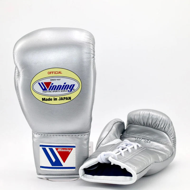 Winning Boxing Gloves Silver – Japanese Logo Lace-Up