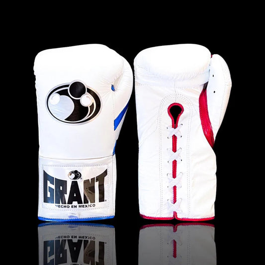 Grant Boxing Gloves | Professional Lace-up | Customizable - 12oz | White/Red/Blue