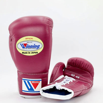 Winning Boxing Gloves Dark-Pink – Japanese Logo Lace-Up