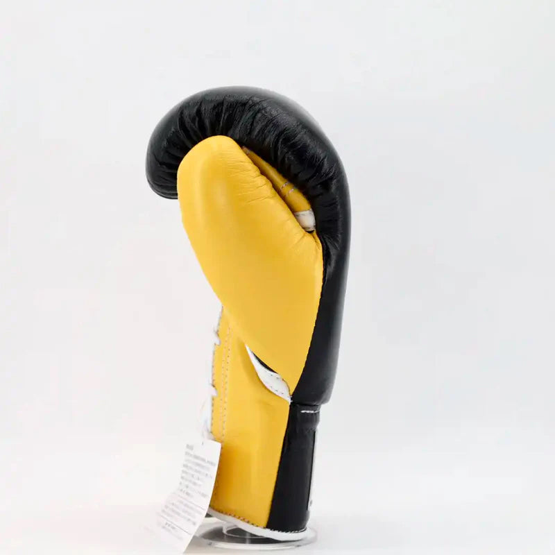 Winning Boxing Gloves Black/Yellow – Japanese Logo Lace-Up