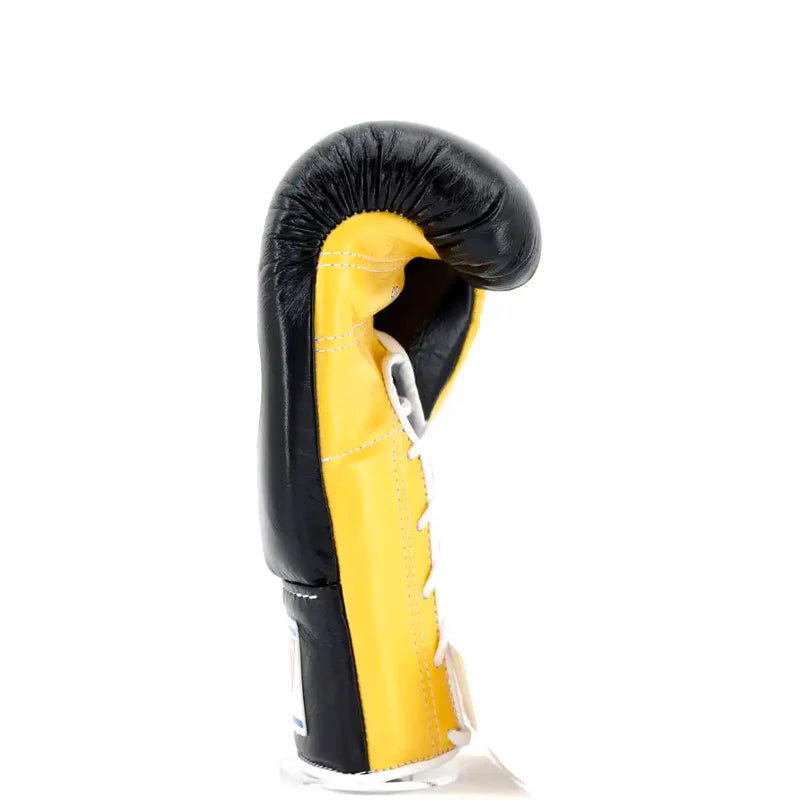 Winning Boxing Gloves Black/Yellow – Japanese Logo Lace-Up