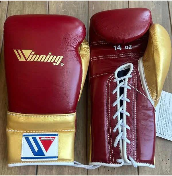Winning Boxing Gloves Maroon/Gold – Lace-Up