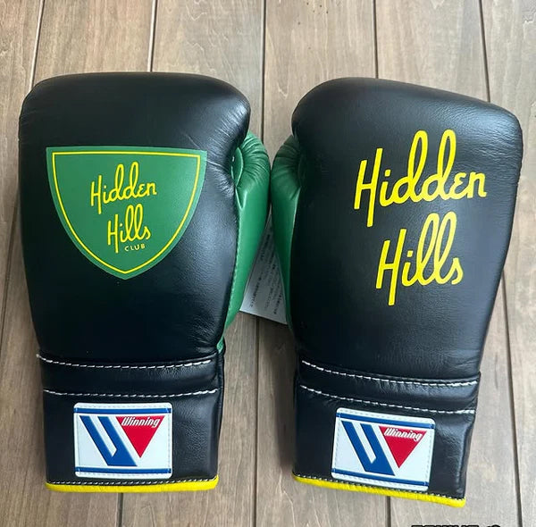 Winning Boxing Gloves Black/Yellow/Green – Lace-Up