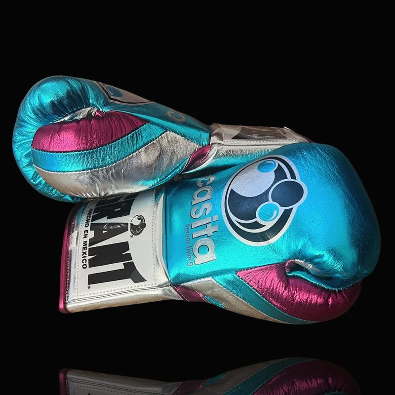 Grant Boxing Gloves | Professional Lace-up | Customizable - Soft Padding | Blue/Silver/Pink