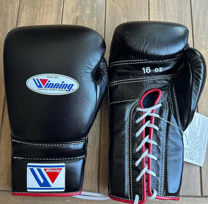 Winning Boxing Gloves Black/Red – Lace-Up