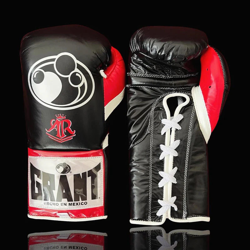 Grant Boxing Gloves | Professional Lace-up | Customizable - Fight-Grade Padding | Black/Red/White