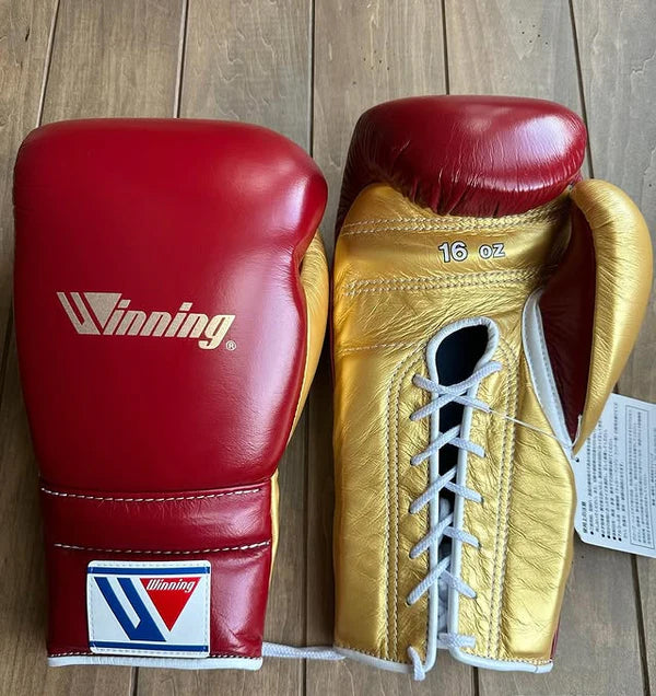Winning Boxing Gloves Red/Gold – Lace-Up