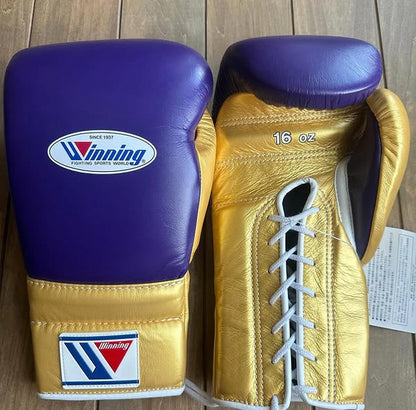 Winning Boxing Gloves Purple/Gold – Lace-Up