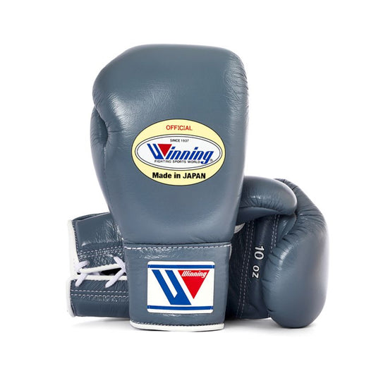 Winning Boxing Gloves – Grey Lace-Up Winning Training Gloves – Perfect for All Boxers – Pro-Level Quality – Premium Quality at Low Prices