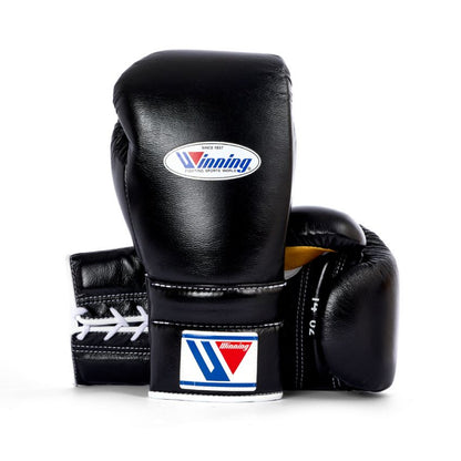 Winning Boxing Gloves – Black Golden Lace-Up Winning Training Gloves – Perfect for All Boxers – Pro-Level Quality – Premium Quality at Low Prices