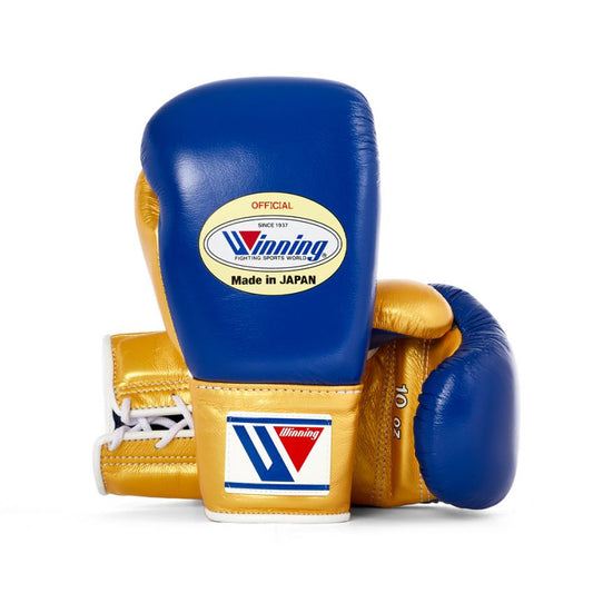 Winning Boxing Gloves – Blue Golden Lace-Up Winning Training Gloves – Perfect for All Boxers – Pro-Level Quality – Premium Quality at Low Prices