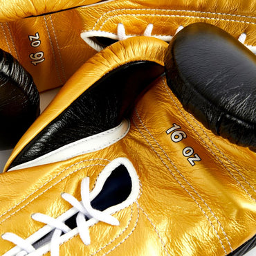 Winning Boxing Gloves – Black Golden Lace-Up Winning Training Gloves – Perfect for All Boxers – Pro-Level Quality – Premium Quality at Low Prices