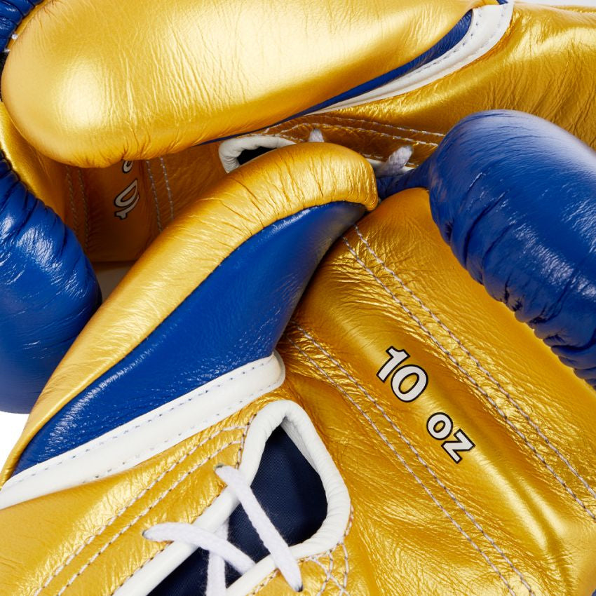 Winning Boxing Gloves – Blue Golden Lace-Up Winning Training Gloves – Perfect for All Boxers – Pro-Level Quality – Premium Quality at Low Prices